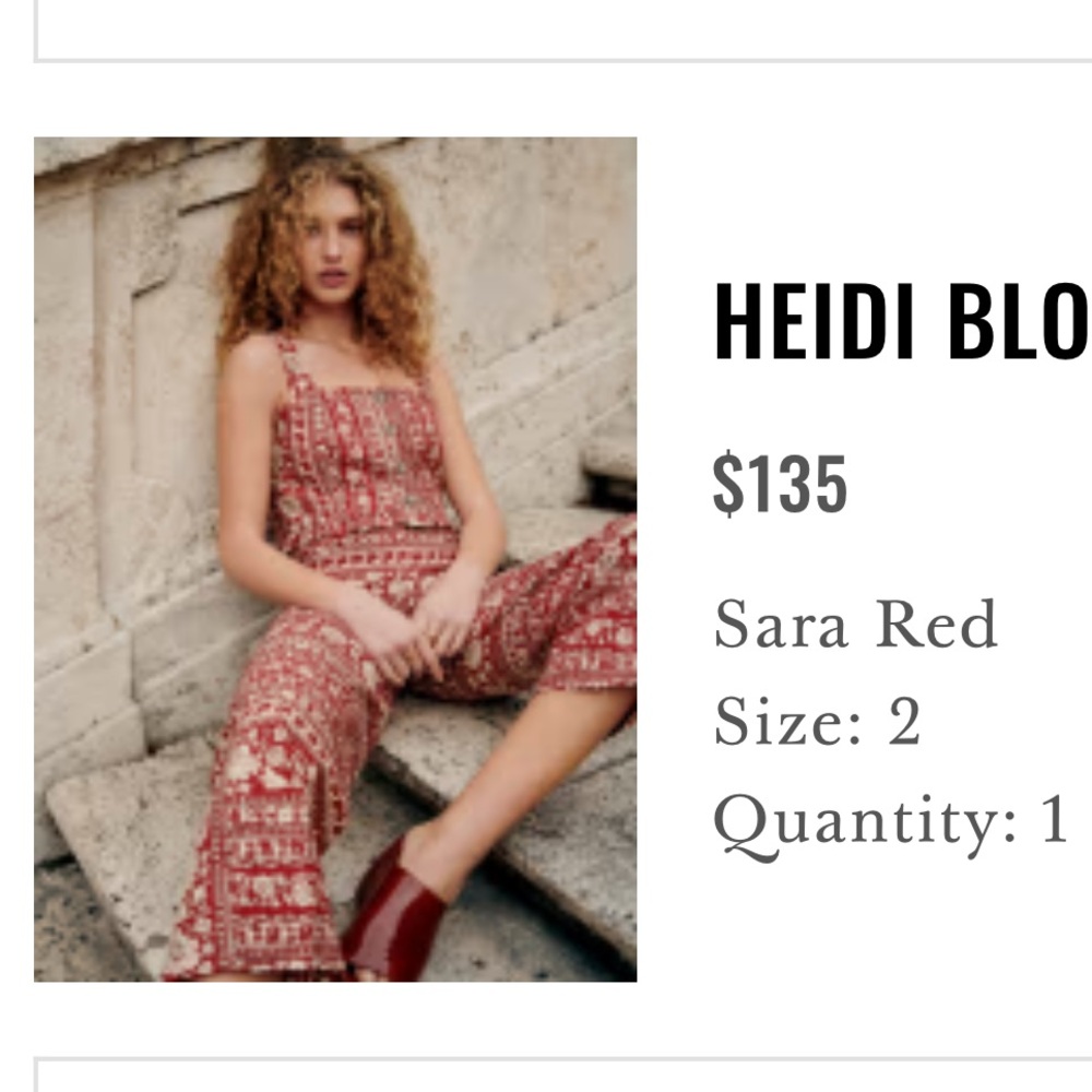 Sezane *TOP ONLY!* Heidi Blouse NWT! in Sara Red Colorway Size 2 - Picture 5 of 5